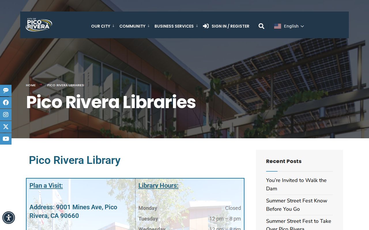 Pico Rivera city directory reference to Pico Rivera and Rivera library branches
