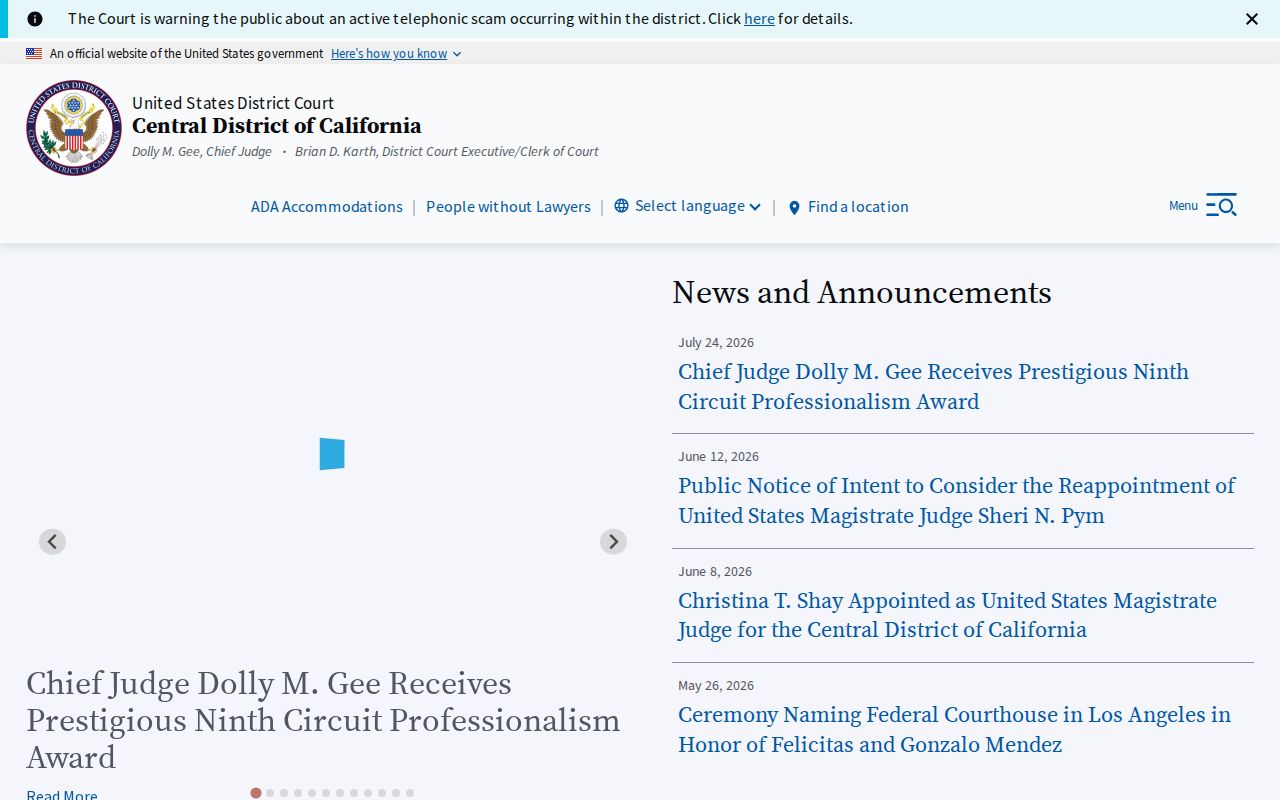Pico Rivera previous residents research reference to the Central District of California