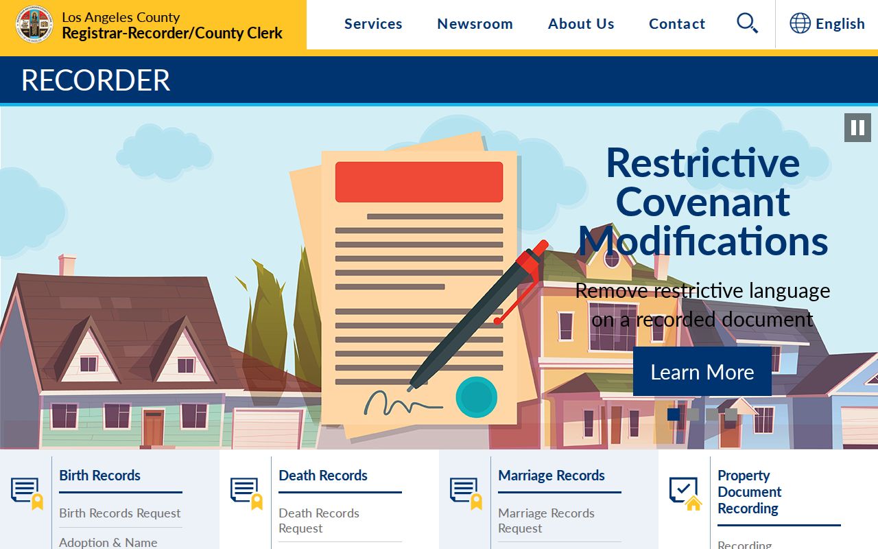Pico Rivera street directory reference to county recorder services